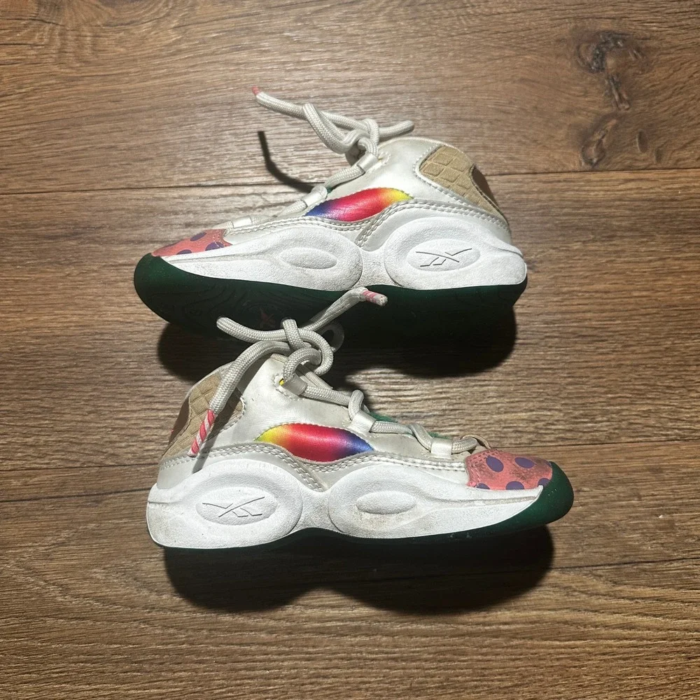 Reebok Candy Land Question Mid Sweet Moves‎ White Multi Kids Size 10 H05605